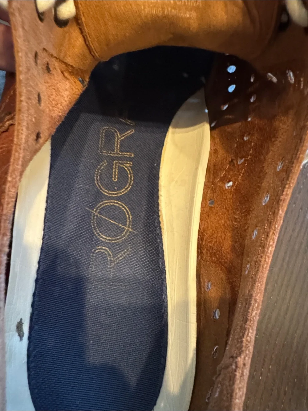 Cole Haan Brown Leather Wingtip Oxfords with White Laces